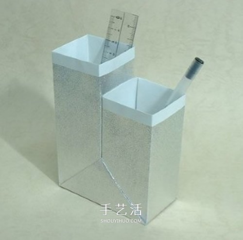 雙孔筆筒的折紙方法 紙筆筒的做法步驟圖解 -  rpnrmr.com