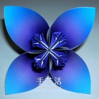 四瓣花的折紙方法圖解 六個(gè)組合成美麗花球 -  rpnrmr.com