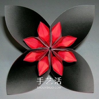 四瓣花的折紙方法圖解 六個(gè)組合成美麗花球 -  rpnrmr.com