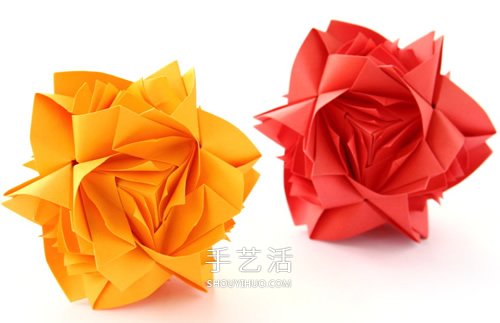 組合玫瑰花的折法教程 還可以做出玫瑰花球 -  rpnrmr.com