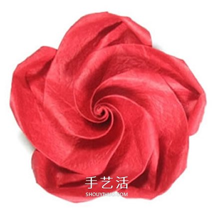 五瓣玫瑰花的折法圖解 手工折紙五瓣玫瑰步驟 -  rpnrmr.com