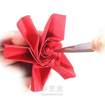 五瓣玫瑰花的折法圖解 手工折紙五瓣玫瑰步驟 -  rpnrmr.com