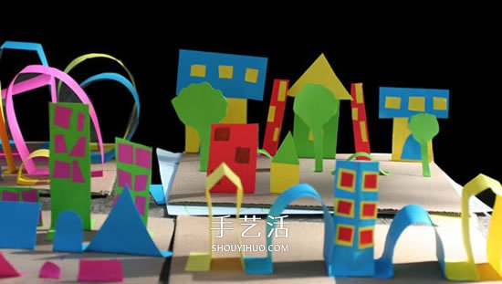 幼兒剪紙城市的做法 簡單卡紙城市手工制作 -  rpnrmr.com