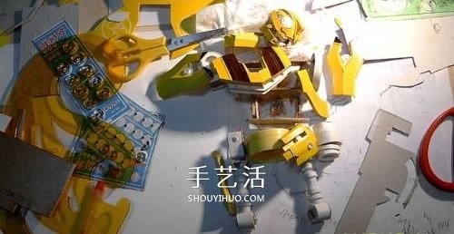 變形金剛大黃蜂模型 廢紙盒制作大黃蜂作品 -  rpnrmr.com