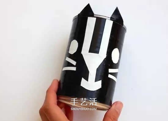 奶粉罐做小黑貓筆筒 卡通筆筒用奶粉罐制作 -  rpnrmr.com