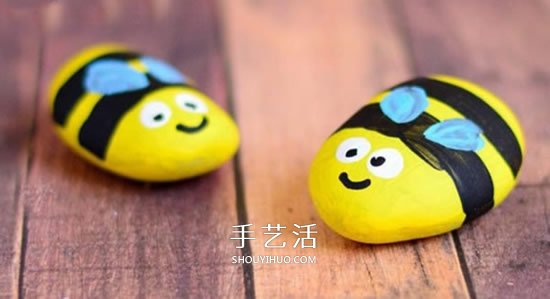 兒童鵝卵石畫蜜蜂教程 簡單鵝卵石蜜蜂的畫法 -  rpnrmr.com