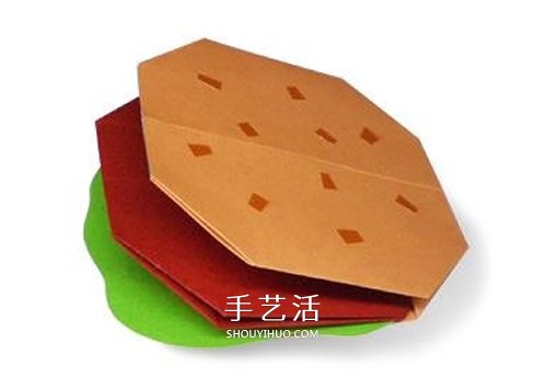 幼兒手工折紙漢堡教程 最簡(jiǎn)單漢堡包的折法 -  rpnrmr.com