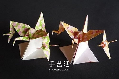 連體千紙鶴的折法圖解 一張紙折出三只紙鶴 -  rpnrmr.com