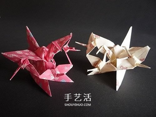 連體千紙鶴的折法圖解 一張紙折出三只紙鶴 -  rpnrmr.com