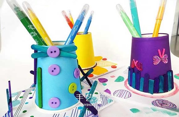 紙杯筆筒制作方法圖片 幼兒手工制作卡通筆筒 -  rpnrmr.com