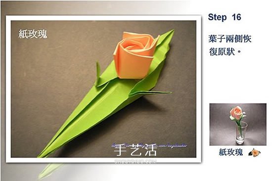 玫瑰花葉子的折法圖解 以及花朵和葉子的組合 -  rpnrmr.com