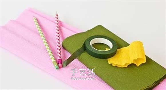 皺紋紙?jiān)录净ㄊ止ぶ谱?月季用皺紋紙做的教程 -  rpnrmr.com
