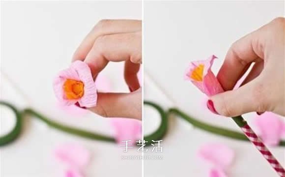 皺紋紙?jiān)录净ㄊ止ぶ谱?月季用皺紋紙做的教程 -  rpnrmr.com