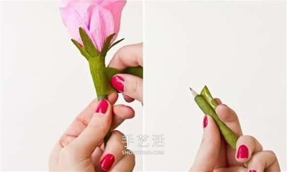 皺紋紙?jiān)录净ㄊ止ぶ谱?月季用皺紋紙做的教程 -  rpnrmr.com