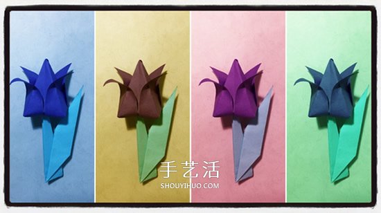 郁金香花和葉子的折法 簡易郁金香折紙教程 -  rpnrmr.com