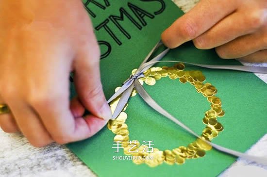 圣誕花環(huán)賀卡制作方法 簡單自制圣誕賀卡教程 -  rpnrmr.com