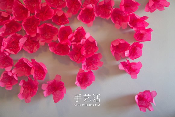 把春天藏在家中 用棉紙手工制作花朵裝飾墻壁 -  rpnrmr.com