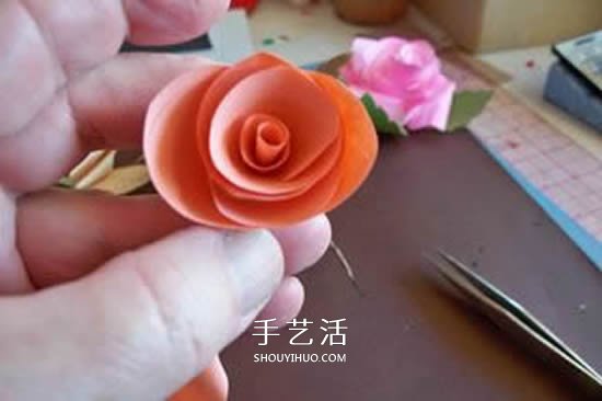 卡紙玫瑰花的做法圖解 簡單彩色紙玫瑰制作 -  rpnrmr.com