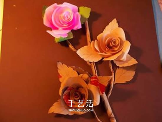 卡紙玫瑰花的做法圖解 簡單彩色紙玫瑰制作 -  rpnrmr.com