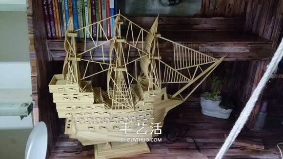 古代戰(zhàn)船模型手工制作 純以一次性筷子完成 -  rpnrmr.com