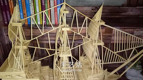 古代戰(zhàn)船模型手工制作 純以一次性筷子完成 -  rpnrmr.com