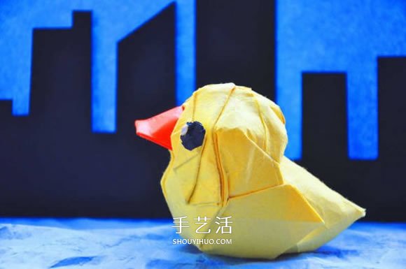 手工折紙大黃鴨的步驟 黃色鴨子的折法圖解 -  rpnrmr.com