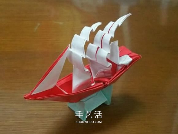 揚(yáng)帆帆船的折法圖解 折紙古代帆船的步驟圖 -  rpnrmr.com
