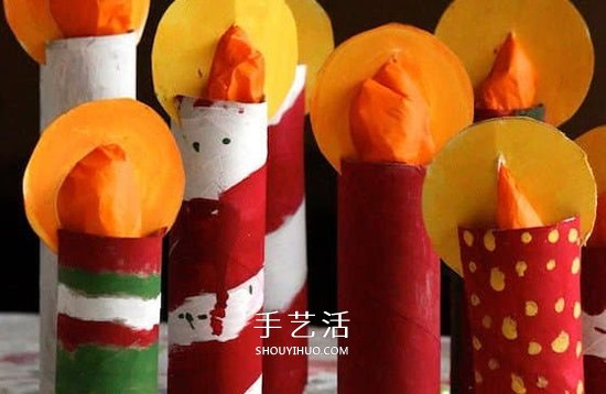 衛(wèi)生紙筒手工制作蠟燭 幼兒園圣誕節(jié)蠟燭做法 -  rpnrmr.com
