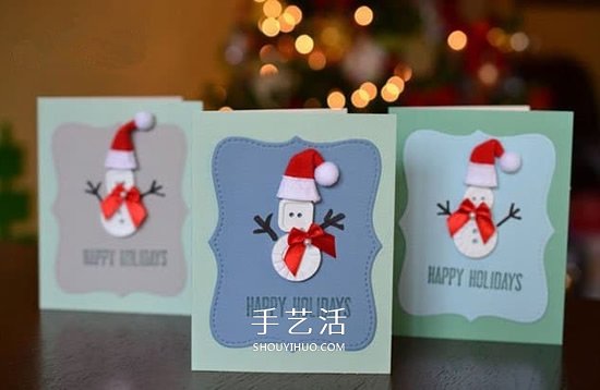 精致圣誕賀卡的做法 紐扣雪人圣誕賀卡DIY -  rpnrmr.com
