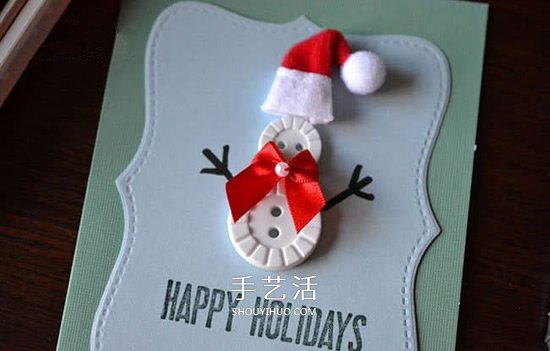 精致圣誕賀卡的做法 紐扣雪人圣誕賀卡DIY -  rpnrmr.com