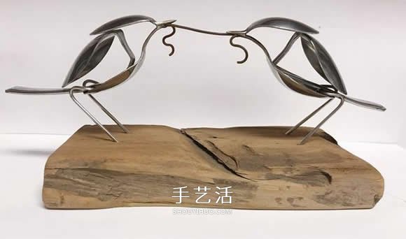 竟然是用勺子做的 精致的小鳥(niǎo)雕塑手工藝品 -  rpnrmr.com