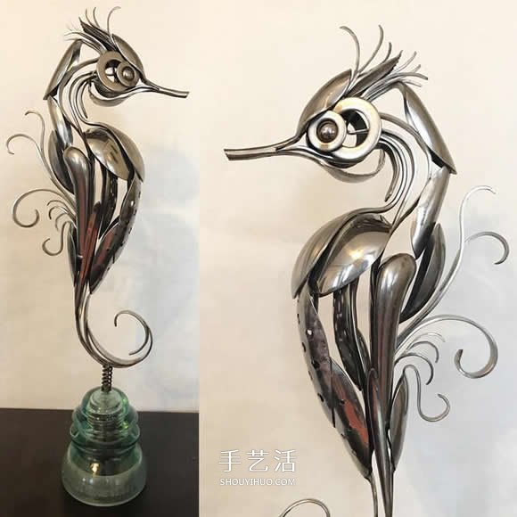 竟然是用勺子做的 精致的小鳥(niǎo)雕塑手工藝品 -  rpnrmr.com