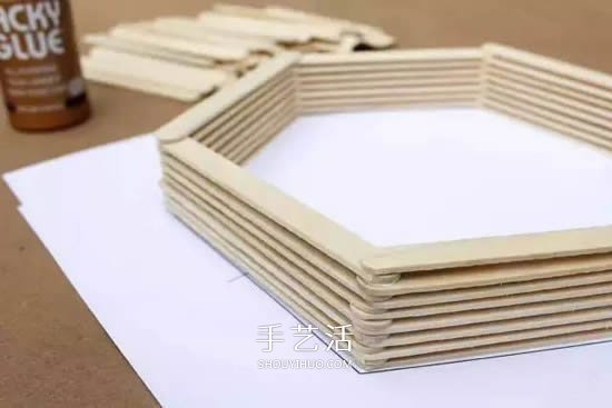 雪糕棍制作六邊形花架 自制雪糕棍置物架教程 -  rpnrmr.com