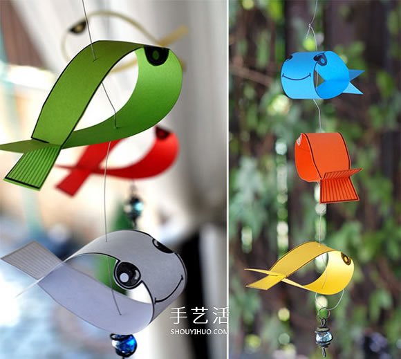剪紙做可愛小魚和螃蟹 簡單小動物風(fēng)鈴的做法 -  rpnrmr.com