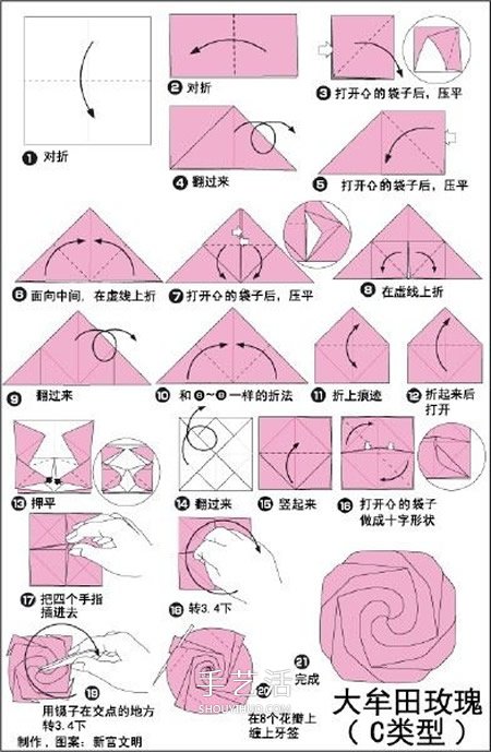 小清新旋轉玫瑰的折法 帶圖解和實拍步驟 -  rpnrmr.com