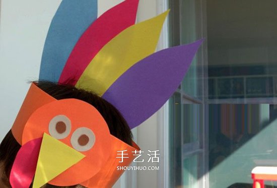 感恩節(jié)手工小制作 利用卡紙做卡通火雞頭飾 -  rpnrmr.com