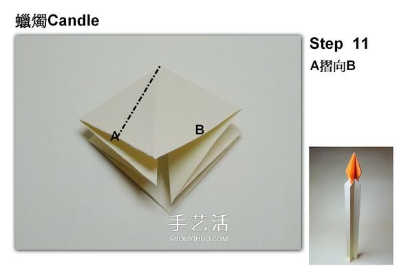 簡單蠟燭的折法圖解 分燭身和燭火兩部分完成 -  rpnrmr.com