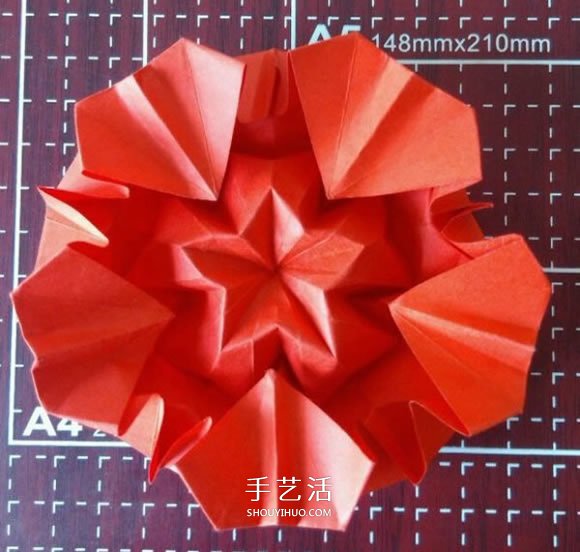 漂亮五角星花怎么折圖解 帶有五個愛心花瓣 -  rpnrmr.com