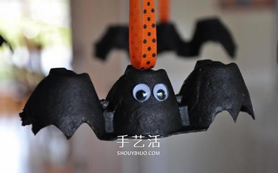 雞蛋托蝙蝠手工制作 簡單做成可愛萬圣節(jié)掛飾 -  rpnrmr.com