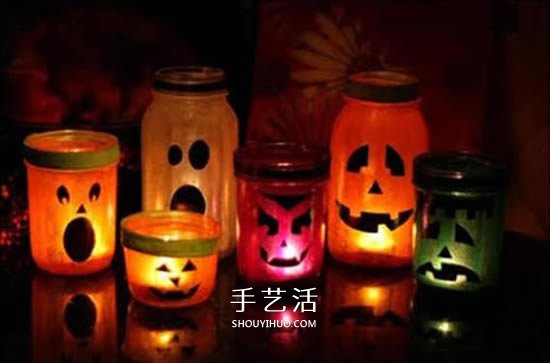 萬(wàn)圣節(jié)玻璃瓶小制作 DIY可愛的照明南瓜燈 -  rpnrmr.com