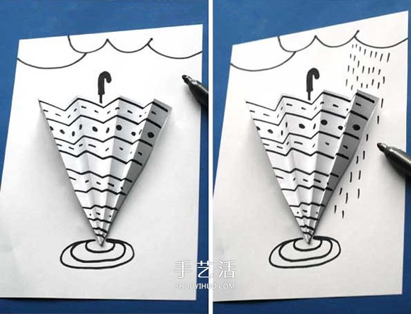 簡單立體雨天卡片的做法 手工制作小雨傘卡片 -  rpnrmr.com