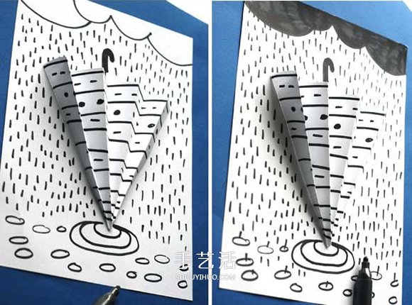 簡單立體雨天卡片的做法 手工制作小雨傘卡片 -  rpnrmr.com