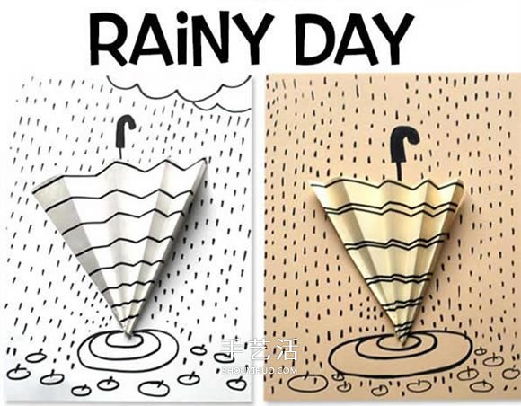 簡單立體雨天卡片的做法 手工制作小雨傘卡片 -  rpnrmr.com