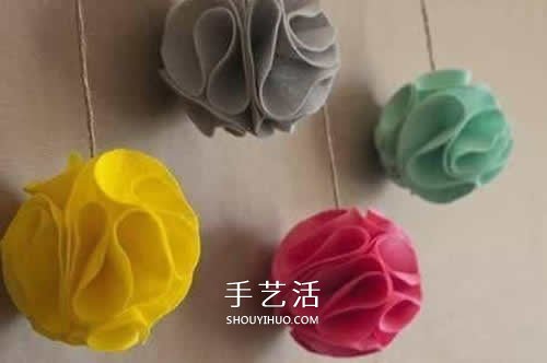 不織布繡球的做法圖片 自制新年繡球掛飾圖解 -  rpnrmr.com