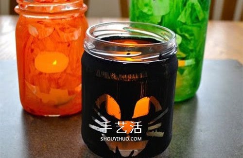 萬圣節(jié)玻璃燈籠的做法 玻璃瓶廢物利用做燈籠 -  rpnrmr.com