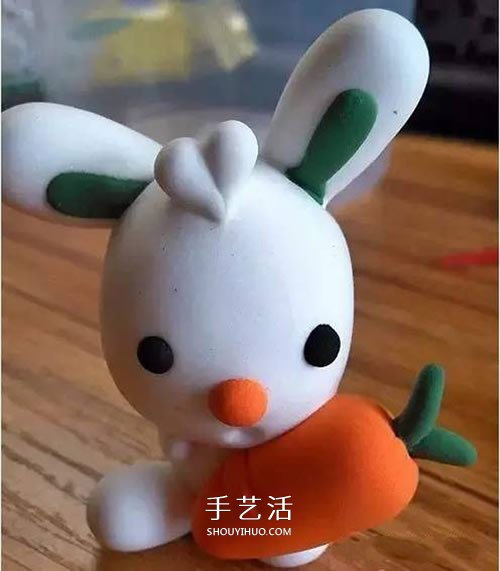 抱胡蘿卜的小白兔超輕粘土手工制作圖解 -  rpnrmr.com