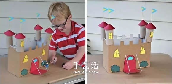 玩具城堡手工制作方法 廢紙箱做城堡的圖解 -  rpnrmr.com