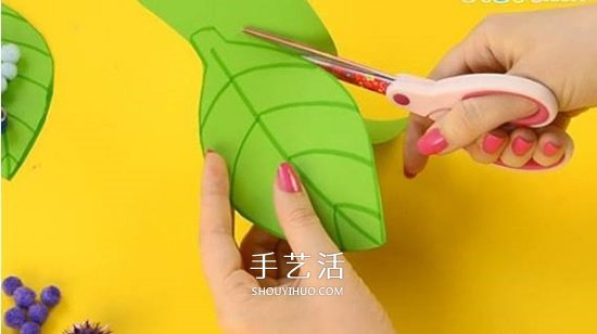 幼兒園手工制作教程 樹葉上的可愛毛毛蟲 -  rpnrmr.com