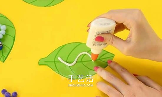 幼兒園手工制作教程 樹葉上的可愛毛毛蟲 -  rpnrmr.com