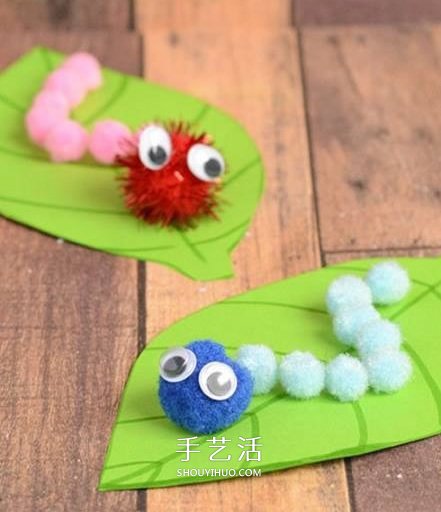 幼兒園手工制作教程 樹葉上的可愛毛毛蟲 -  rpnrmr.com